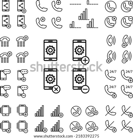 set of smartphone settings icon in a collection with other items