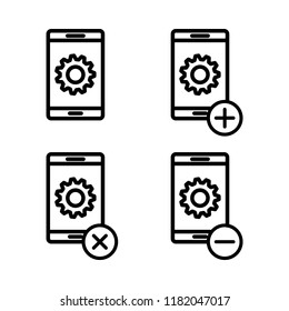 set of smartphone settings icons. Element of phone icons for mobile concept and web apps. Thin line icons for website design and development, app development on white background