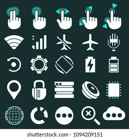 Set of smartphone system icons.System icons,gesture control icons in thin line style.