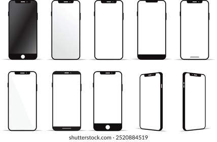 conjunto de smartphone. dispositivo de tecnologia. símbolo de celular para ilustração de vetor do comunicador.