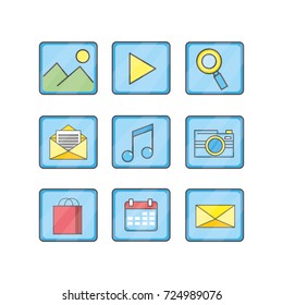 set smartphone technology media icon