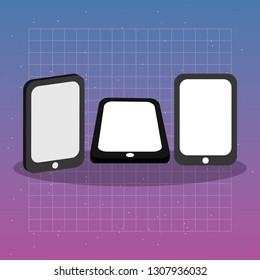 set of smartphones devices