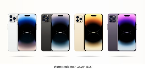 Set of smartphones. Front and back view illustrations. vector  svg