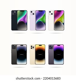 Set of smartphones. Front and back view illustrations. vector svg