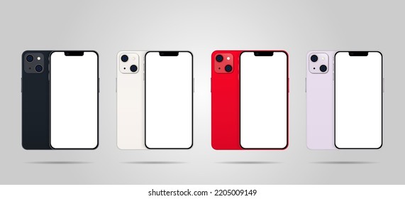 Set of smartphones. Front and back view illustrations. 
