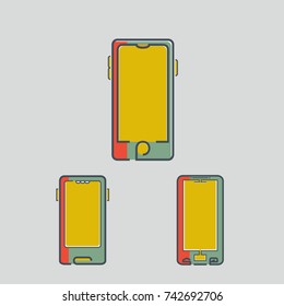 Set of Smartphones, Mobile Phones, Cell Phones Thin Line Vector Icon. Flat Icon Isolated on the White Background. Vector, Illustration