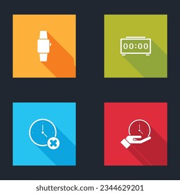 Set Smartwatch, Digital alarm clock, Clock delete and  icon. Vector