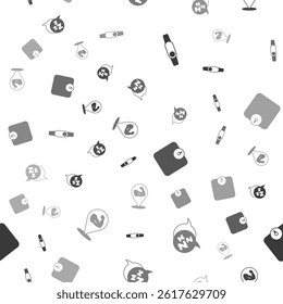 Set Smartwatch, Sleepy, Bathroom scales and Bodybuilder muscle on seamless pattern. Vector