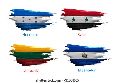 set smear paint of flag country on white background