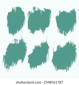 Set of smears green color brush stroke isolated splatter background