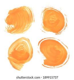 Set smears liquid orange gouache paint