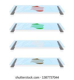 A set of smears of various colors under the glass. Vector illustration on white background