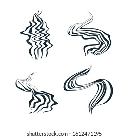 Set of smell vaporize icons. Hot aroma, cooking steam odour, fume of flame.  Cooking steam or warm aroma smell mark, steaming vapour odour. Web design cooking steam or warm aroma, smell mark. Vector 