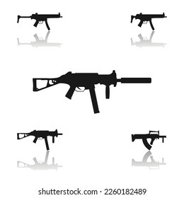 conjunto de silueta de arma smg