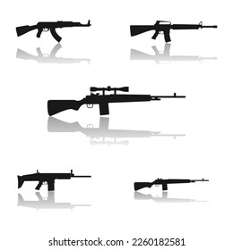 set of smg weapon silhouette