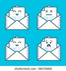 Set of smile emoji emoticon face in email with a lot of variation. Modern flat icons design.