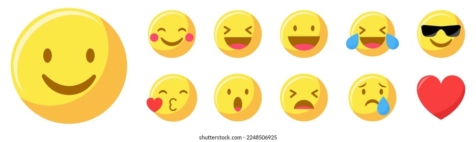 Set of smile emoji icons in a flat design. Vector illustration