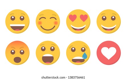 Set of smile emoji and like for social media