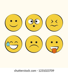 Set Smile Icons Emoji Emoticons Stock Vector (Royalty Free) 1231023709 ...