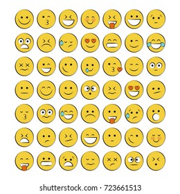 Set Smile Icons Emoji Emoticons Stock Vector (Royalty Free) 723661513 ...