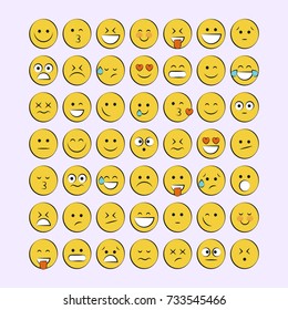 Set Smile Icons Emoji Emoticons Stock Vector (Royalty Free) 726690814 ...