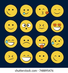 Set of smile icons. emoji. emoticons