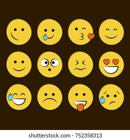 Set of smile icons. emoji. emoticons