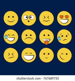 Set of smile icons. emoji. emoticons
