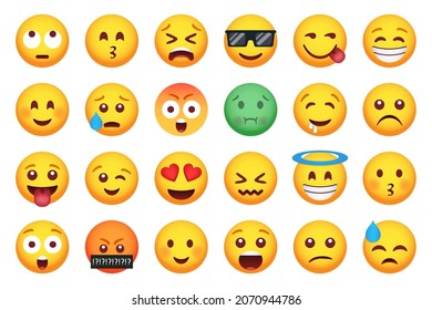 Set of smile icons in a flat design