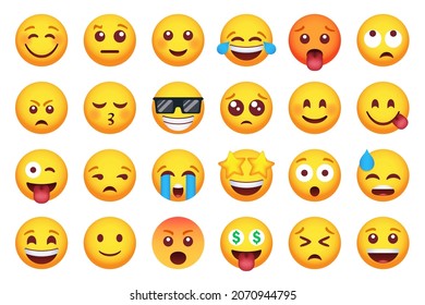 Set of smile icons in a flat design