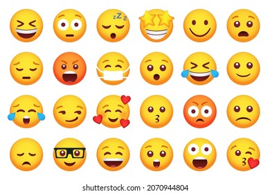 Set of smile icons in a flat design