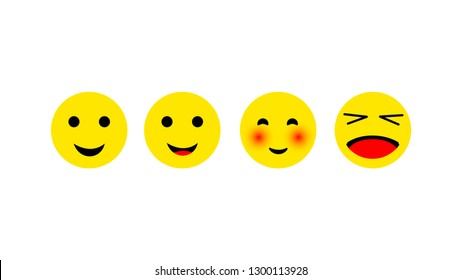 Set of smile, laugh, shy, friendly emoticon symbol icon in flat style design for chat - vector illustration