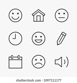 Set Smile Line icon stock vector illustration. Editable Stroke. 100x100 Pixel Perfect