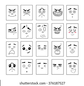Set  smile. Vector smile black and white rectangular smile. 