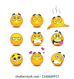 Set of smile vector graphics. Set of emotions. Set of Emoji. Isolated vector illustration on white background