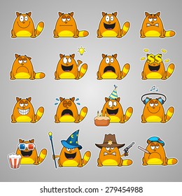 set of smiles cat stickers