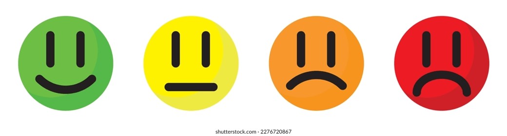 A set of smiles with different emotions and different colors. on a white background
