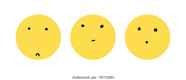 A set of smiles. The image of negative emotions. Vector illustration.