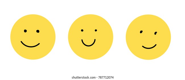 A set of smiles. The image of positive emotions. Vector illustration.