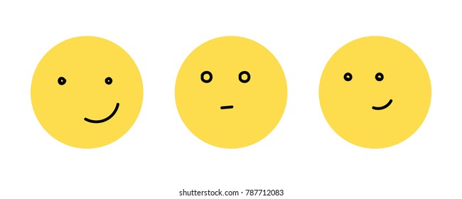 A set of smiles. The image of positive and negative emotions. Vector illustration. Faces for emoji. Doodle.