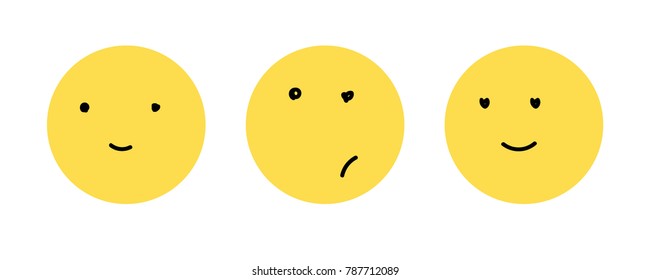 A set of smiles. The image of positive and negative emotions. Vector illustration. Faces for emoji. Doodle.