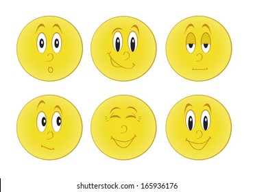 set of smiles on white background