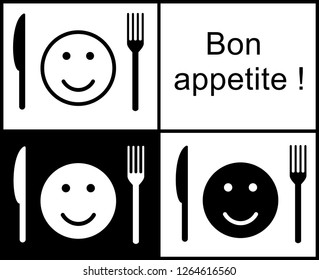 A set of smiles symbolizing the phrase “enjoy your meal”