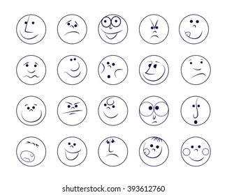 Set of smiles, vector illustration in eps8 format.