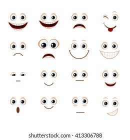 Set of smiles. Vector illustration, isolated on a white.