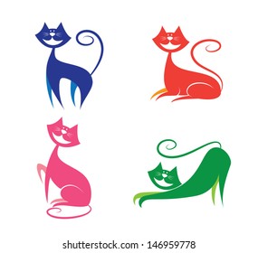 set of smiley cats