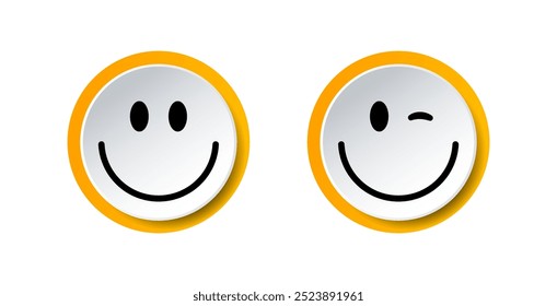 Set of smiley emote. Smiling face icon. Cute smile sign. Happy emotion symbol. Emoticon symbol sign. Vector illustration eps10