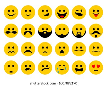Set of smiley emoticons. Emoji in cartoon style isolated on white background for message