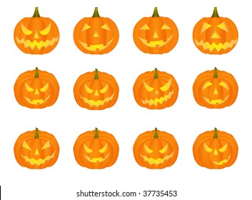 Set of smiley faces for Halloween. Vector illustration.