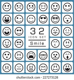 Set of smiley faces icons for web icon collections.